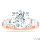 1 1/4 ctw Round Shape Emerald and Round Cut Diamond Semi Mount Engagement Ring in 14K Rose and White Gold